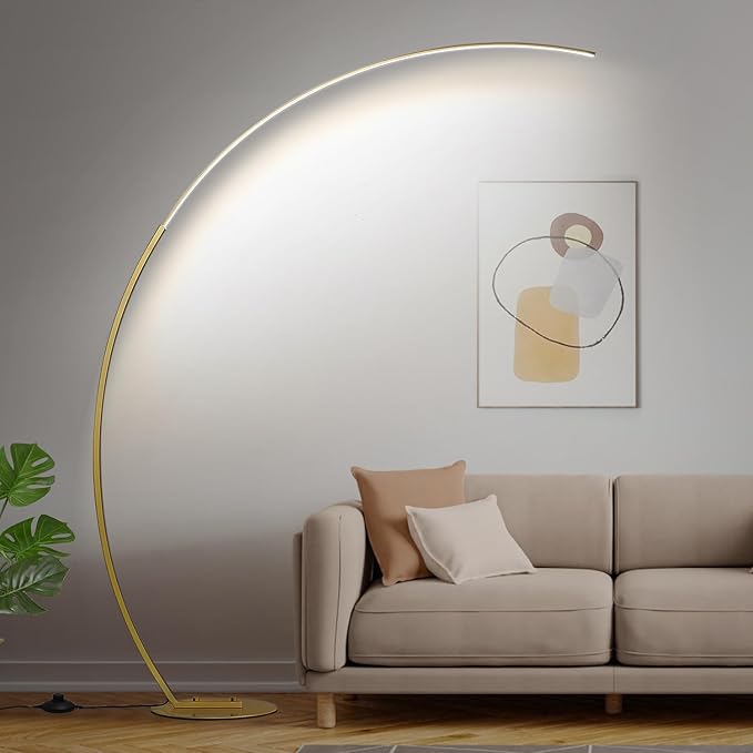 Torondo Dimmable LED Floor Lamp with 3 Color Temperatures, Ultra Bright 2000LM Gold Arc Floor Lamp, Modern Standing Tall Lamp with Remote Control Reading Floor Lamp for Bedroom Office Classroom - LeafyLoom