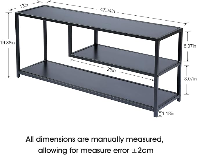 HOME BI TV Stand for 50 55 Inch TV, Entertainment Center with Storage, Wood TV Console for Living Room, TV Cabinet with Metal Frame, Black - LeafyLoom