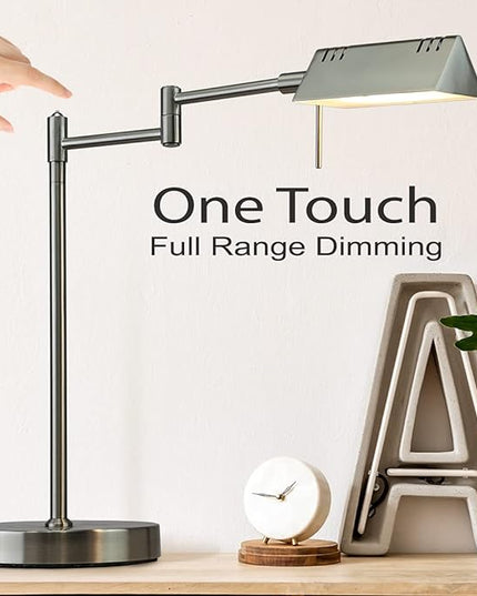 O'Bright LED Pharmacy Table Lamp, Full Range Dimming, 12W LED, 360 Degree Swing Arms, Desk, Reading, Craft, Work Lamp, ETL Tested, Brushed Nickel - LeafyLoom