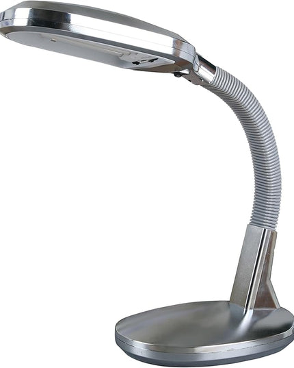 Desk Lamp - Natural Sunlight Lamp with Adjustable Gooseneck - Reading Light for Working, Crafting, Sewing, or Homework by Lavish Home (Silver) - LeafyLoom