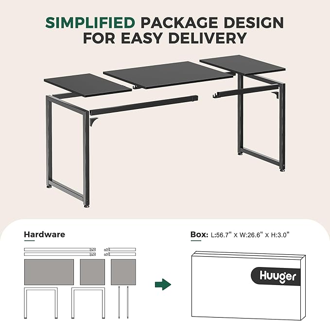 Computer Desk, 80 Inch Office Desk, Gaming Desk with Storage, Writing Desk Work Desk for Home Office, Study, Long Simple Desk, Large Legroom, Metal Frame, Black - LeafyLoom