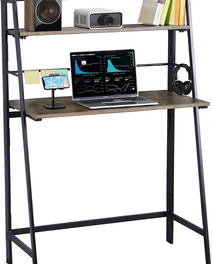 FurniturerR Folding Computer Desk 39.4'' Inch Foldable Home Office Writing Desk Student Study Modern Wooden Desk Laptop Desk Sturdy Work PC Table (Brown, 39.4 x 19.7 x 50.2 inches) - LeafyLoom