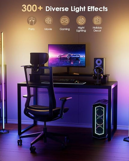 2PCS RGB Floor Lamp, Bluetooth APP and Remote Control 65" Smart Modern Standing Lamp Music Sync 16 Million DIY Colors Changing LED Floor Lamp with Heavy Base for LivingRoom Bedroom GameRoom - LeafyLoom