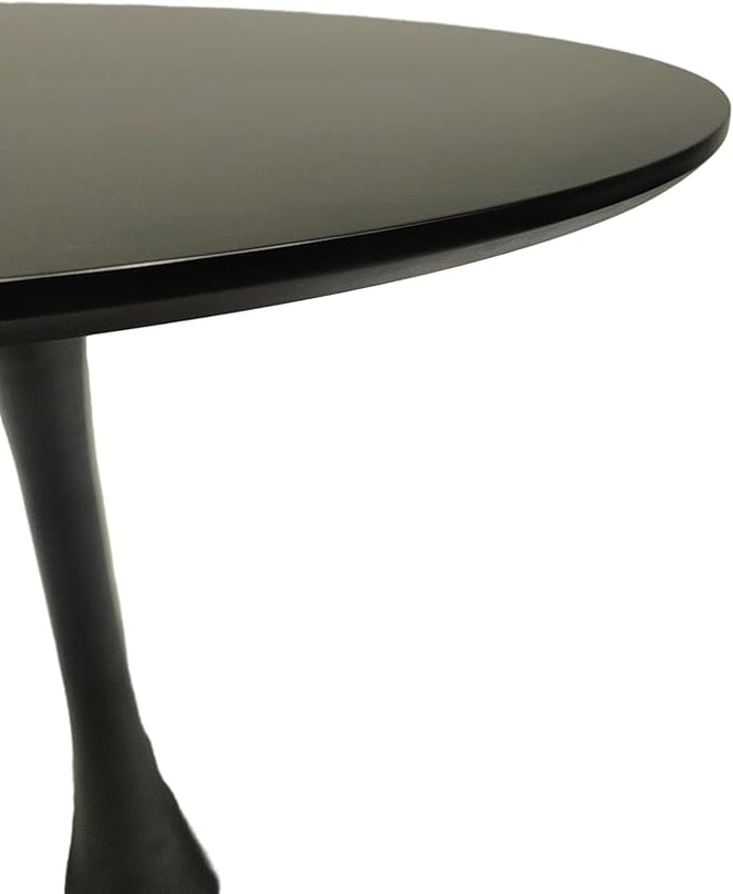 NicBex 31.5Inch Round Dining Table,Mid-Century Modern Kitchen Table with MDF Black Tabletop and Pedestal Base for 2 to 4,Leisure Coffee Table for Kitchen,Small Space,Apartment and Living Room,Black - LeafyLoom