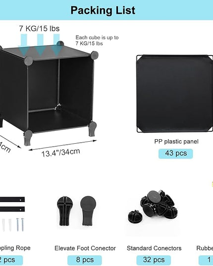 ANWBROAD Cube Storage Organizer 12-Cube DIY Closet Storage Cabinet Book Shelf Kids Organizers and Storage for Bedroom Closet Organizer Cubby Shelving Plastic Office Living Room Black ULCS012B - LeafyLoom