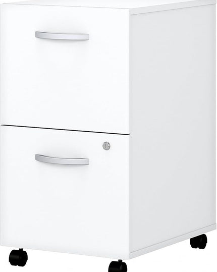 Bush EO108WHSU 2-Drawer Vertical File Cabinet Locking Ltr/Lgl Pure White 20.16-Inch - LeafyLoom