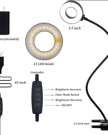 KBG Desk Lamp Clip on Light, 3 Color Modes & 10 Brightness Flexible Gooseneck Desk Lamp, Eye Protection Desk Light for Kids Reading Book in Bed at Night Clip on Table, Computer, Zoom Meetings - LeafyLoom