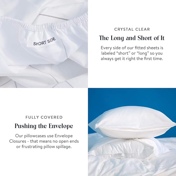 Brooklinen Luxury Sateen 4 Piece Queen Size Sheets Set in Cream - 100% Cotton Sateen Sheets - 1 Fitted Sheet, 1 Flat Sheet, 2 Pillowcases - Best Luxury Sheets Brooklinen