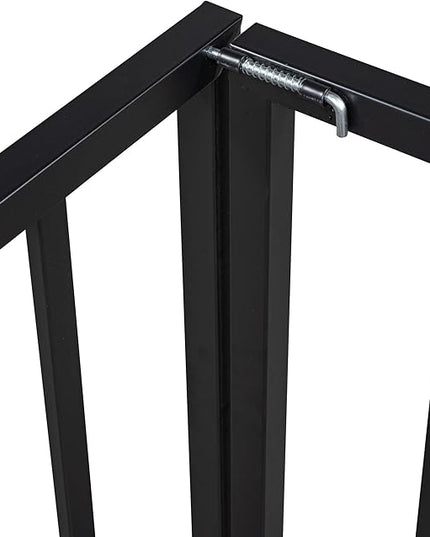 RITSU Queen Size Metal Floor Fence Bed, Montessori Bedframe, with Safety Guardrail and Door, for Children Bedroom, Boys Girls, Apartment, Strong & Durable, Easy to Assemble, Black - LeafyLoom