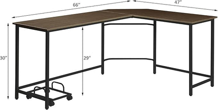 NicBex Kimberly-DW-00035-LWJ Home Office Desks, 66"x47"x30", Oak - LeafyLoom