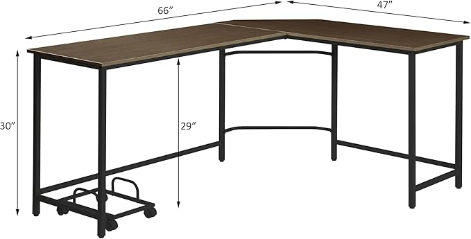 NicBex Kimberly-DW-00035-LWJ Home Office Desks, 66"x47"x30", Oak - LeafyLoom
