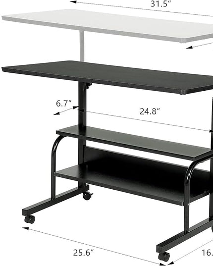 Adjustable Desk Standing Desk Small Desks for Small Spaces Portable Laptop Computer Desk Table for Bedrooms Couch Desk for Home Office Table Mobile Rolling Desk on Wheels 31.5" - LeafyLoom