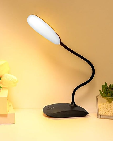 Battery Powered Desk Lamp, Portable Lamps Rechargeable 3 Color Modes Touch Control Stepless Dimming, Wireless Desk Lamp with 2000mAh, Small LED Table Light for Dorm Study Office Bedroom,Black - LeafyLoom