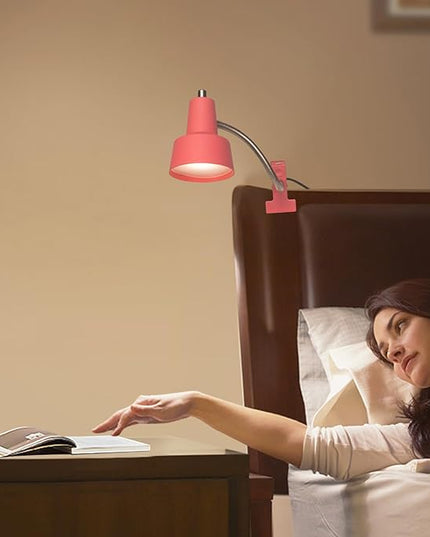 Energetic Clip on Lamp for Bed, Non-Dimmable Reading Light for Bed and Desk, 4000K Cool White, 3.5W 240 LM Flexible Gooseneck lamp, Eye Protection (Pink) - LeafyLoom