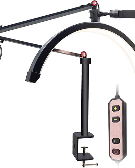 Led Half Moon Light for Lashes, Tattoo Lamp, Estheticians Light, Desk Lamp, Swing Arm Light, Lash Lamp,Black - LeafyLoom