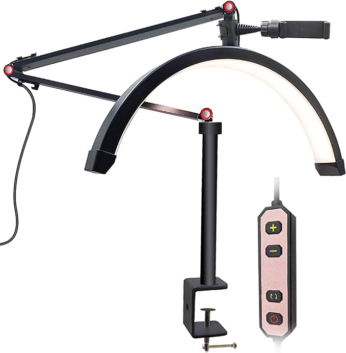 Led Half Moon Light for Lashes, Tattoo Lamp, Estheticians Light, Desk Lamp, Swing Arm Light, Lash Lamp,Black - LeafyLoom