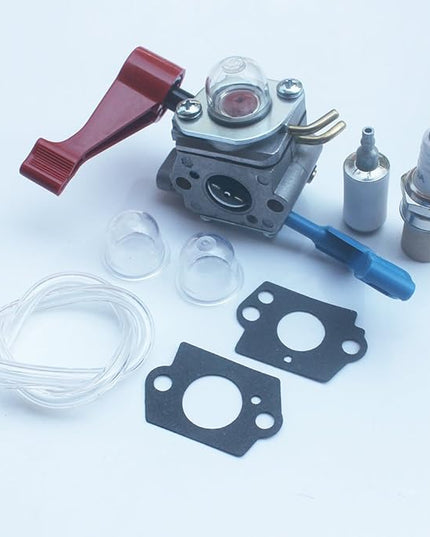 kipa Carburetor with Fuel line Spark plug Gasket kit for Poulan FL1500 FL1500LE Weedeater Sears Craftsman Leaf Blower Replace ZAMA C1U-W12B C1U-W12A Replace Husqvarna OEM # 530071629 - LeafyLoom