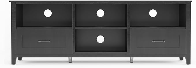 70Inch TV Stand Base, Entertainment Center Cabinet with 2 Drawers and 4 High-Capacity Storage Media Console for Living Room, Black - LeafyLoom