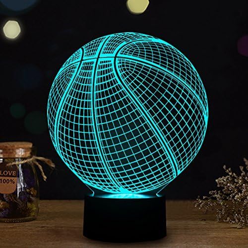 Basketball 3D Illusion Lamp, LED Night Lights for Kids Birthday Gift 7 Color Changing Touch Switch Xmas Decoration Nightlight Children Room Bedroom Decorations Toys for Sports Theme Fans - LeafyLoom