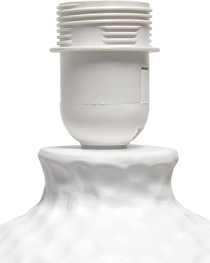 Simple Designs LT2004-WHT Hammered Stucco Curvy Ceramic Table Lamp, White - LeafyLoom