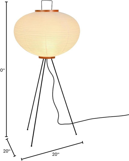 Huga Collective Serenity Glow Akari Paper Lamp | Rice Paper Noguchi Inspired Paper Lantern Floor Lamp for Wabi Sabi Decor | Japanese Rice Paper Floor Lamp - LeafyLoom