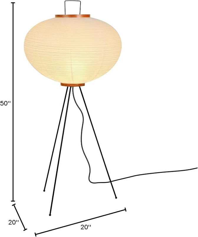 Huga Collective Serenity Glow Akari Paper Lamp | Rice Paper Noguchi Inspired Paper Lantern Floor Lamp for Wabi Sabi Decor | Japanese Rice Paper Floor Lamp - LeafyLoom