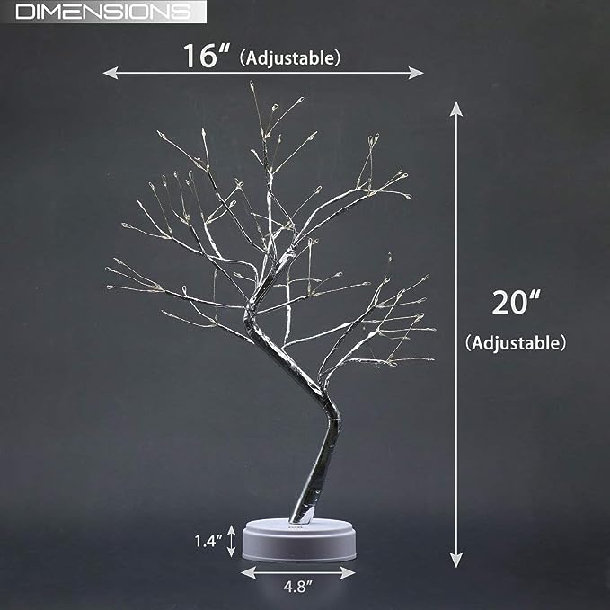 Bonsai Tree Light for Room Decor, Aesthetic Lamps for Living Room, Cute Night Light for House Decor, Good Ideas for Gifts, Home Decorations, Weddings, Christmas, Holidays and More (White, 108 LED) - LeafyLoom