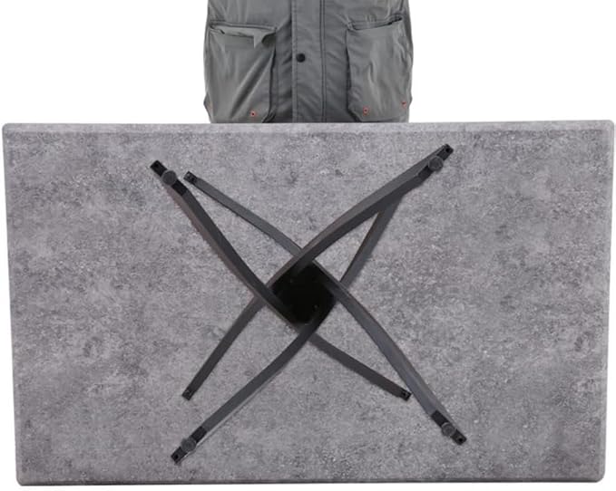 Grey Marble Dining Table with Black Metal Legs, 47" Modern Rectangular Kitchen Table for Dining Room Kitchen - LeafyLoom