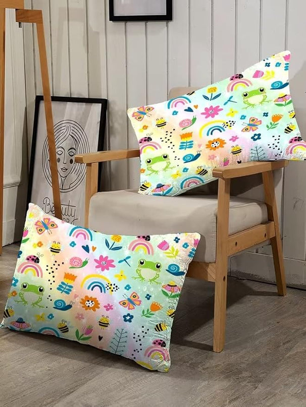 Rainbow Comforter Sets Twin Size Cartoon Floral Frogs Bedding Set for Girls Kids Children Boys Butterfly Flowers Bees Insects Cute Kawaii Quilt 1 Comforter + 1 Pillow Case - LeafyLoom