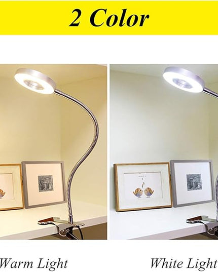 7W Clip on Light, LED Clip On Lamp, USB Reading Book Light, Bed Lamp,Desk lamp, Warm Light and White Light - LeafyLoom