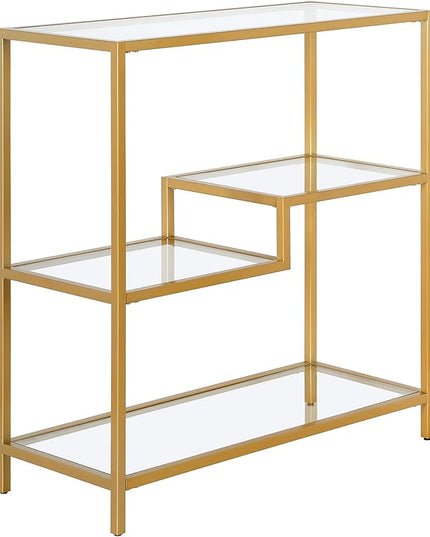 Henn&Hart 36" Tall Rectangular Bookcase in Gold, for Home Office, Living Room - LeafyLoom