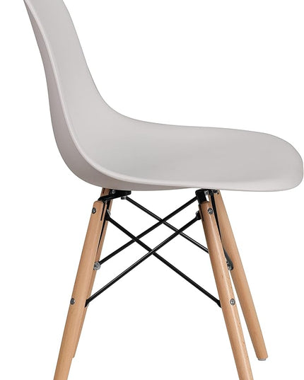 Flash Furniture Elon Series Plastic Modern Dining Chairs with Wooden Legs, Mid-Century Side Chairs for Dining Rooms and Offices, Set of 2, White - LeafyLoom