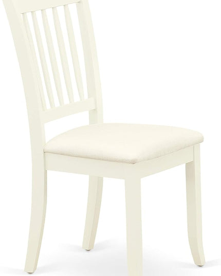 East West Furniture ANDA5-LWH-C Antique 5 Piece Modern Set Includes a Round Table with Pedestal and 4 Linen Fabric Kitchen Dining Chairs, 36x36 Inch - LeafyLoom