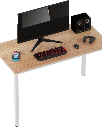 sogesfurniture Computer Desk 47 inches Large Office Desk Computer Table with BIFMA Certification Sturdy Office Desk Writing Desk,Teak with White Leg BHUS-AC3BW-120 - LeafyLoom