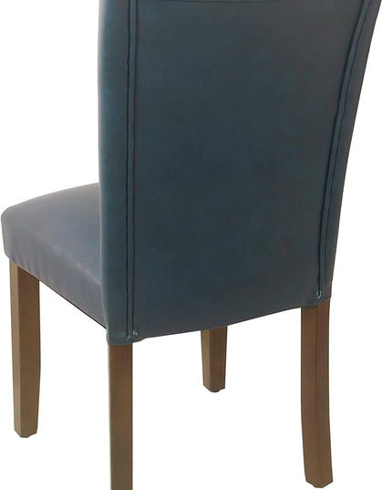 HomePop Parsons Classic Dining Chairs, Pack of 2, Dark Blue Faux Leather (Set of 2) - LeafyLoom