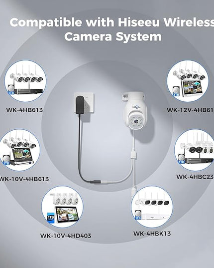 Hiseeu Wireless Security Camera Outdoor, 2.4G/5G 3MP WiFi Camera, Color Night Vision, Auto Tracking, Pan/Tilt, 360° View, Motion Detection, Two-Way Audio, IP66, Work with Alexa, No Monthly Fee Hiseeu