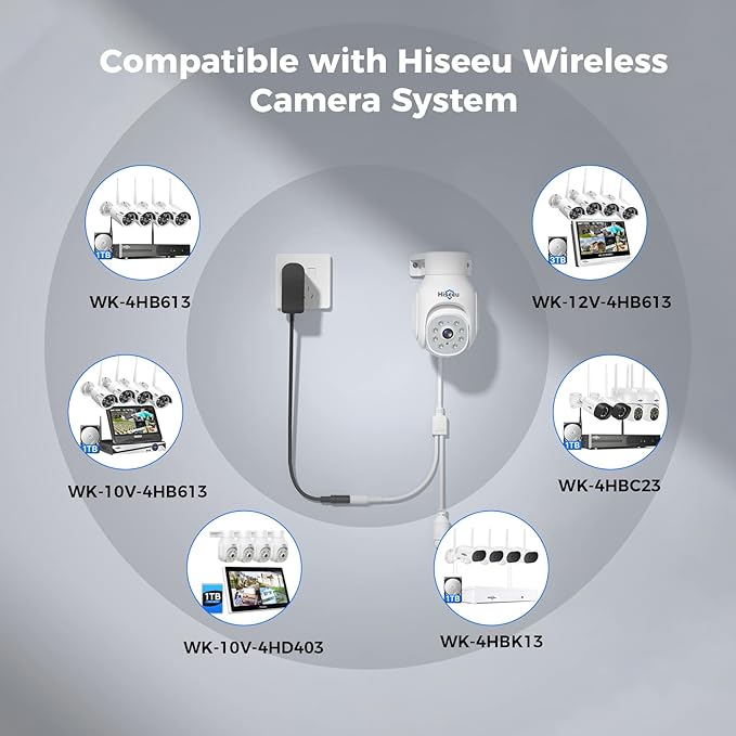 Hiseeu Wireless Security Camera Outdoor, 2.4G/5G 3MP WiFi Camera, Color Night Vision, Auto Tracking, Pan/Tilt, 360° View, Motion Detection, Two-Way Audio, IP66, Work with Alexa, No Monthly Fee Hiseeu