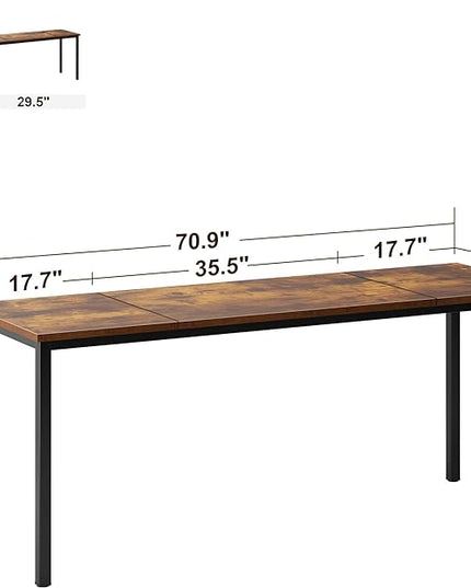 soges 70.8 Inch Stylish Computer Desk, Large Executive Office Desk, Simple Study Writing Desk, Workstation Business Furniture for Home Office, Rustic Brown - LeafyLoom