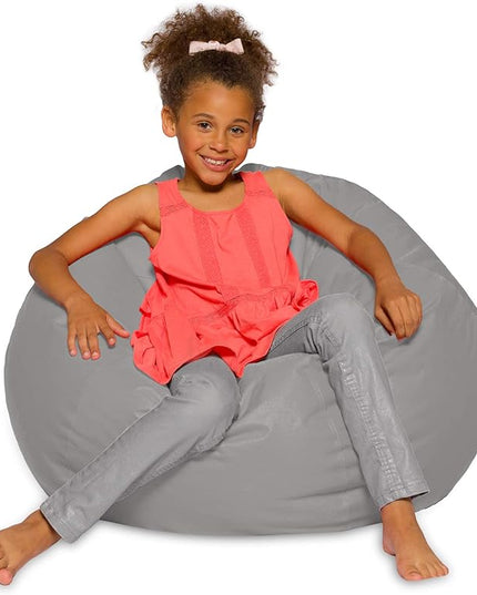 Posh Creations Bean Bag Chair for Kids, Teens, and Adults Includes Removable and Machine Washable Cover, 38in - Large, Solid Gray (BLG-BP004) - LeafyLoom