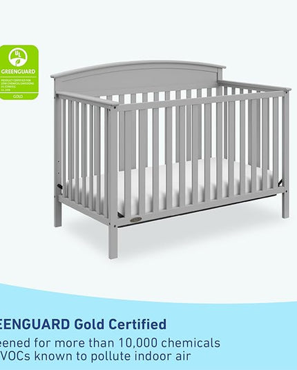 Graco Benton 5-in-1 Convertible Crib (Pebble Gray) – GREENGUARD Gold Certified, Converts from Baby Crib to Toddler Bed, Daybed and Full-Size Bed, Fits Standard Full-Size Crib Mattress - LeafyLoom
