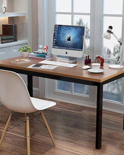 BIBOC 24X48 inches Computer Desk/Dining Table, Office Desk, Composite Wood Board Sturdy Writing Workstation for Home Office Walnut and Black Legs - LeafyLoom
