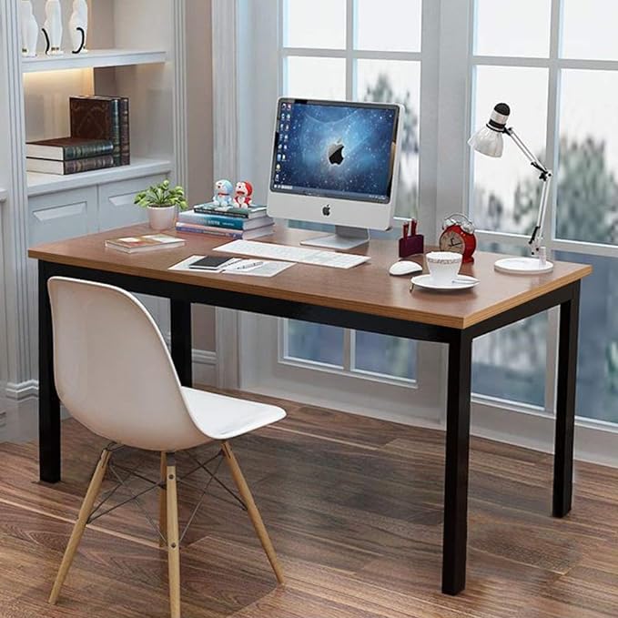 BIBOC 24X48 inches Computer Desk/Dining Table, Office Desk, Composite Wood Board Sturdy Writing Workstation for Home Office Walnut and Black Legs - LeafyLoom