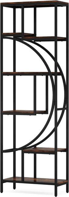 Bookshelf, 70.9" Tall Bookcase with 7-Shelf Open Bookshelves, Wood Metal Book Shelf Freestanding Display Rack Storage Shelving Unit for Office, Bedroom, Living Room, Easy Assembly - LeafyLoom