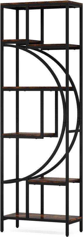 Bookshelf, 70.9" Tall Bookcase with 7-Shelf Open Bookshelves, Wood Metal Book Shelf Freestanding Display Rack Storage Shelving Unit for Office, Bedroom, Living Room, Easy Assembly - LeafyLoom