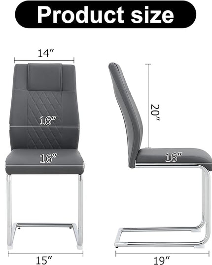 NicBex Dining Chairs Set of 4 Modern Faux Leather High Back Dining Room Kitchen Chairs with Silver Metal Legs,Side Chairs for Dining Room, Kitchen,Living Room, and Restaurants,Gray - LeafyLoom