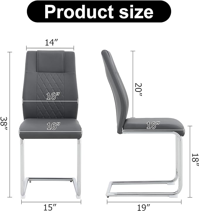 NicBex Dining Chairs Set of 4 Modern Faux Leather High Back Dining Room Kitchen Chairs with Silver Metal Legs,Side Chairs for Dining Room, Kitchen,Living Room, and Restaurants,Gray - LeafyLoom