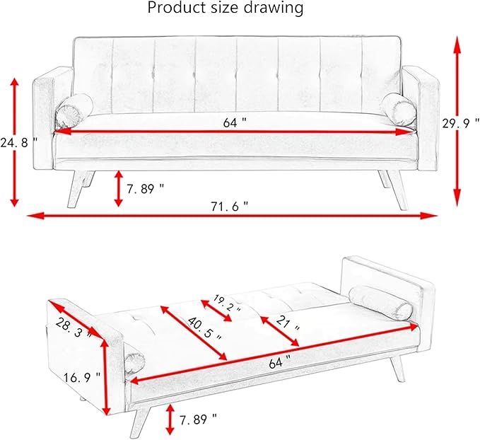 NicBex Sectional Couch Sofa with 2 Round Pillows Cotton Sofa Bed Cloud Couch for Living Room Furniture Sets with Adjustable Back, Modular Sofa for Living Room, Bedroom, Apartment,71.6" L, Dark Gray - LeafyLoom