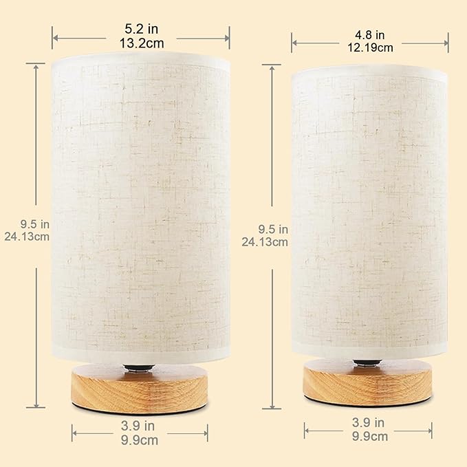 Table Lamp for Bedroom - Small Beside Touch Lamps for Night Stands Home Office - Minimalist Design Warm Light Boho Lamp - Fits in Kids,Living,Nursey Room,College Dorm - Awesome Gift Choice - Set of 2 - LeafyLoom