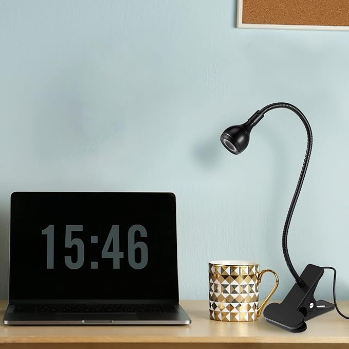 Big Chip 395nm UV LED Light Fixtures with Gooseneck and Clamp Mini Desk Light Clamp Portable Gooseneck for Outdoor Stall Gel Nail Curing, 5V USB Input(Black,1 Piece) - LeafyLoom