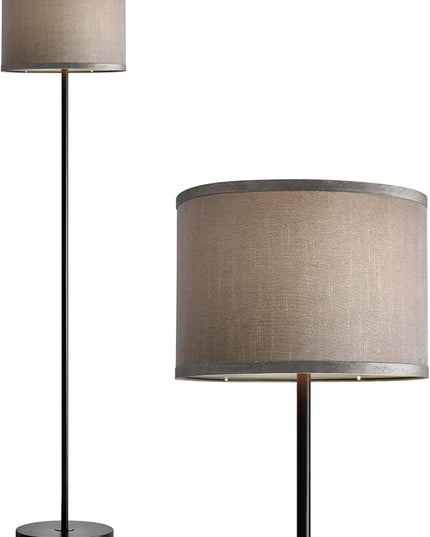 Oneach 61" Farmhouse Industrial Floor Lamp for Living Room Standing Floor Lamp Rustic Floor Lamps for Living Room Bedroom Tall Lamps with Foot Switch for Bedroom with Linen Grey Lamp Shade - LeafyLoom